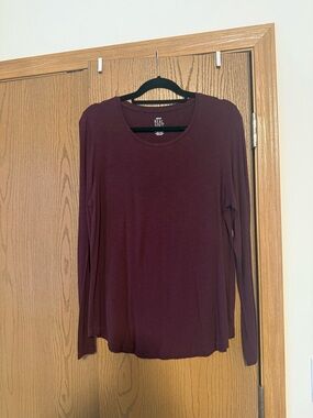 aerie Long-Sleeve Crewneck Top - Burgundy